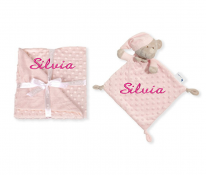 Cajita Manta + Doudou Bordado Osito Rosa Claro