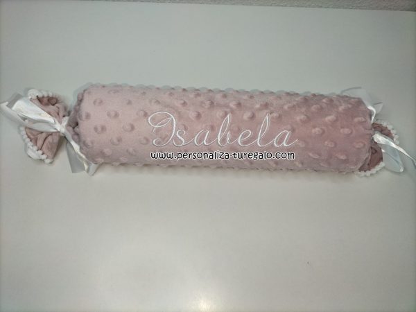 Cojín Caramelo Antivuelco Rosa Maquillaje + Nombre Bordado - Imagen 4