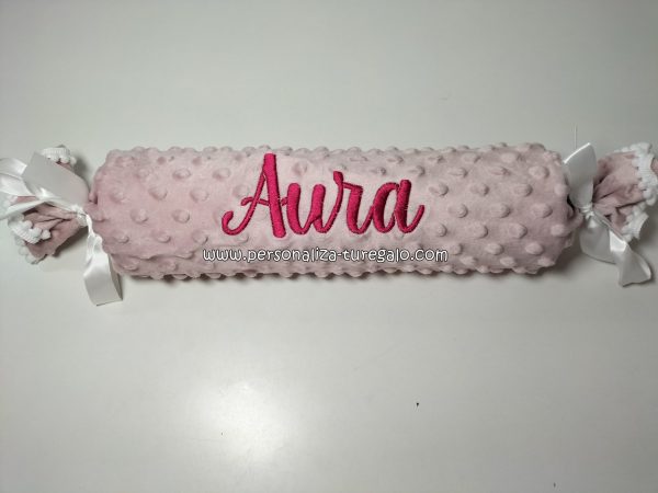 Cojín Caramelo Antivuelco Rosa Maquillaje + Nombre Bordado - Imagen 5