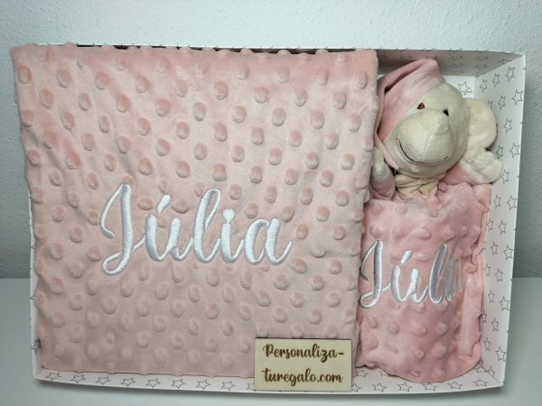 Cajita Manta + Doudou Bordado Osito Rosa Maquillaje - Imagen 4