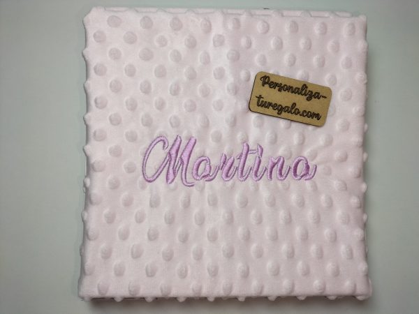 Manta Topitos Rosa claro + nombre bordado - Imagen 4