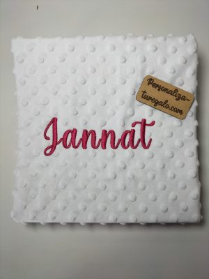Manta Topitos Blanca + nombre bordado