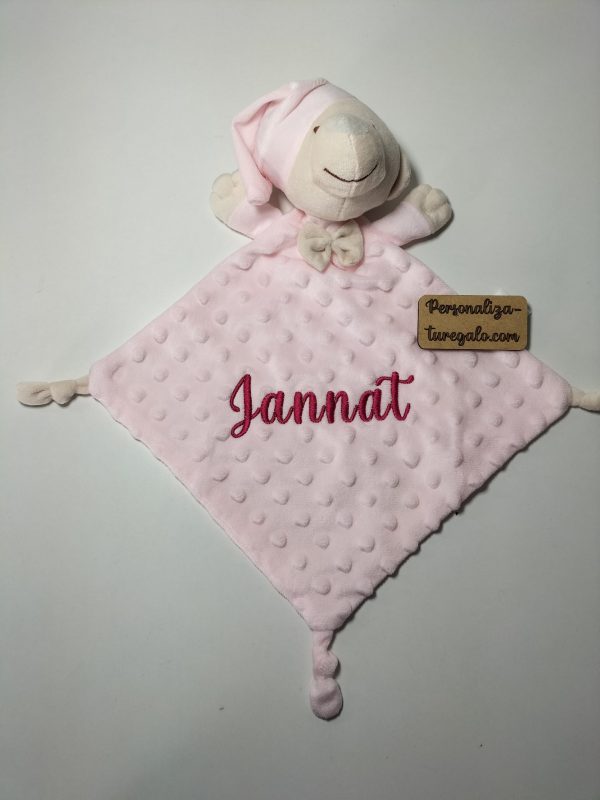 Doudou osito rosa  claro + bordado - Imagen 5