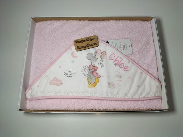 Capa de baño rosa Minnie + Nombre
