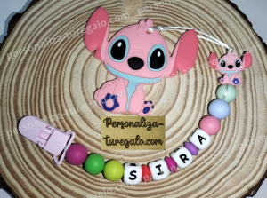 Chupetero + Mordedor Stitch Rosa