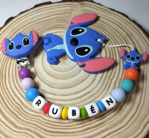 Chupetero + Mordedor Stitch Azul