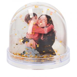 Bola de nieve con foto estrellas doradas